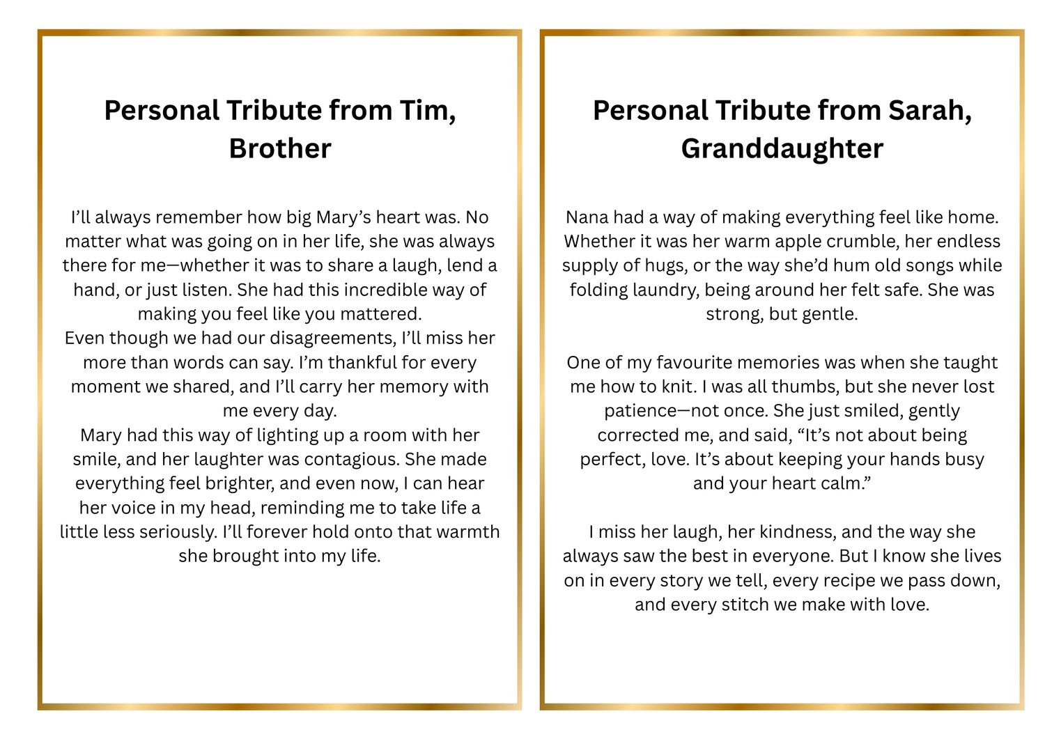 What Personal Tributes in a Funeral Order of Service? Writing a Tribute That Truly Speaks from the Heart