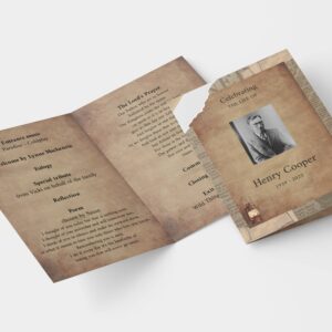 Vintage style funeral order of service template 183