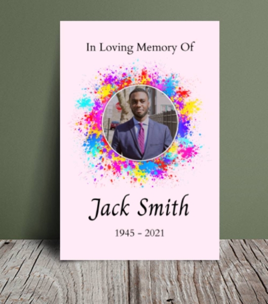 Funeral order of service with colourful photo frame (003) - Free Funeral Order of Service Template