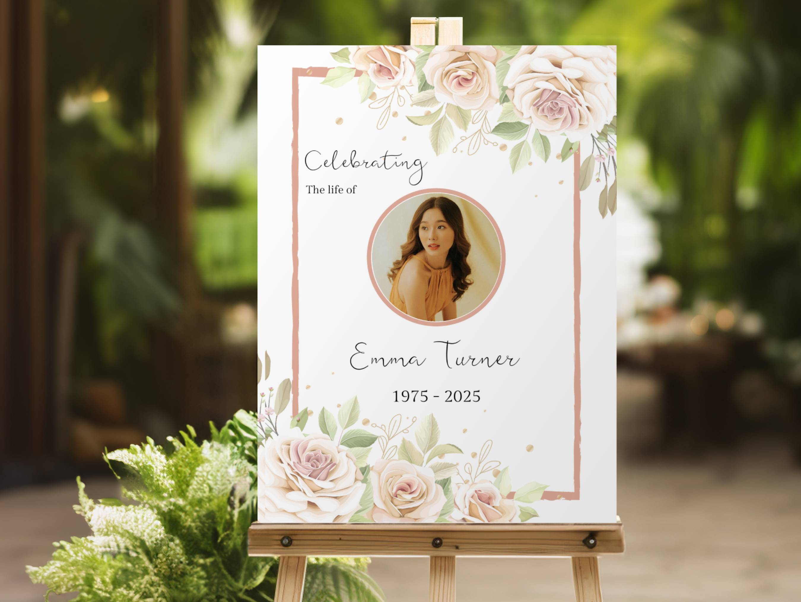 Delicate Roses Funeral Memory Board - Free Funeral Order of Service Template