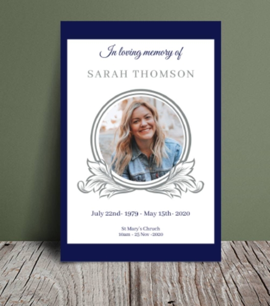 Editable blue background order of service (012) - Free Funeral Order of Service Template