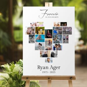 Heart Photo Collage Funeral Memorial Board
