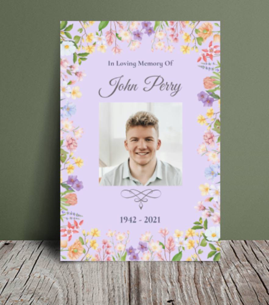 Floral frame funeral order of service (010) - Free Funeral Order of Service Template