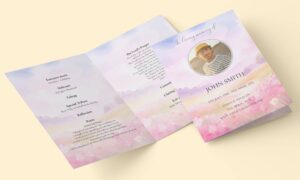 Soft watercolour background funeral order of service template