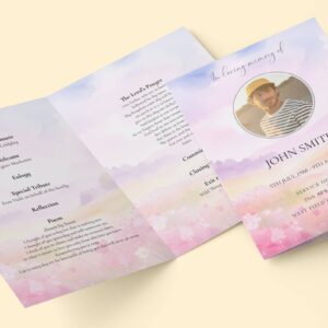 Soft watercolour background funeral order of service template