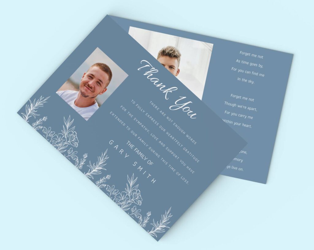 Funeral photo thank you card