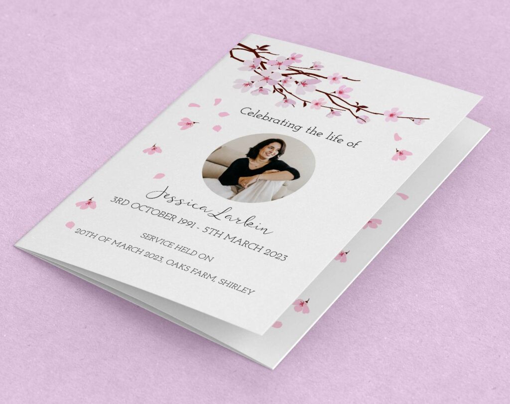 Front cover of funeral order of service (Example)