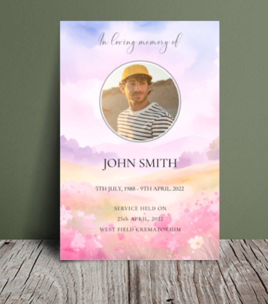 Soft watercolour background funeral order of service template 183 - Free Funeral Order of Service Template