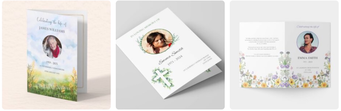 Examples of funeral order of service template designs