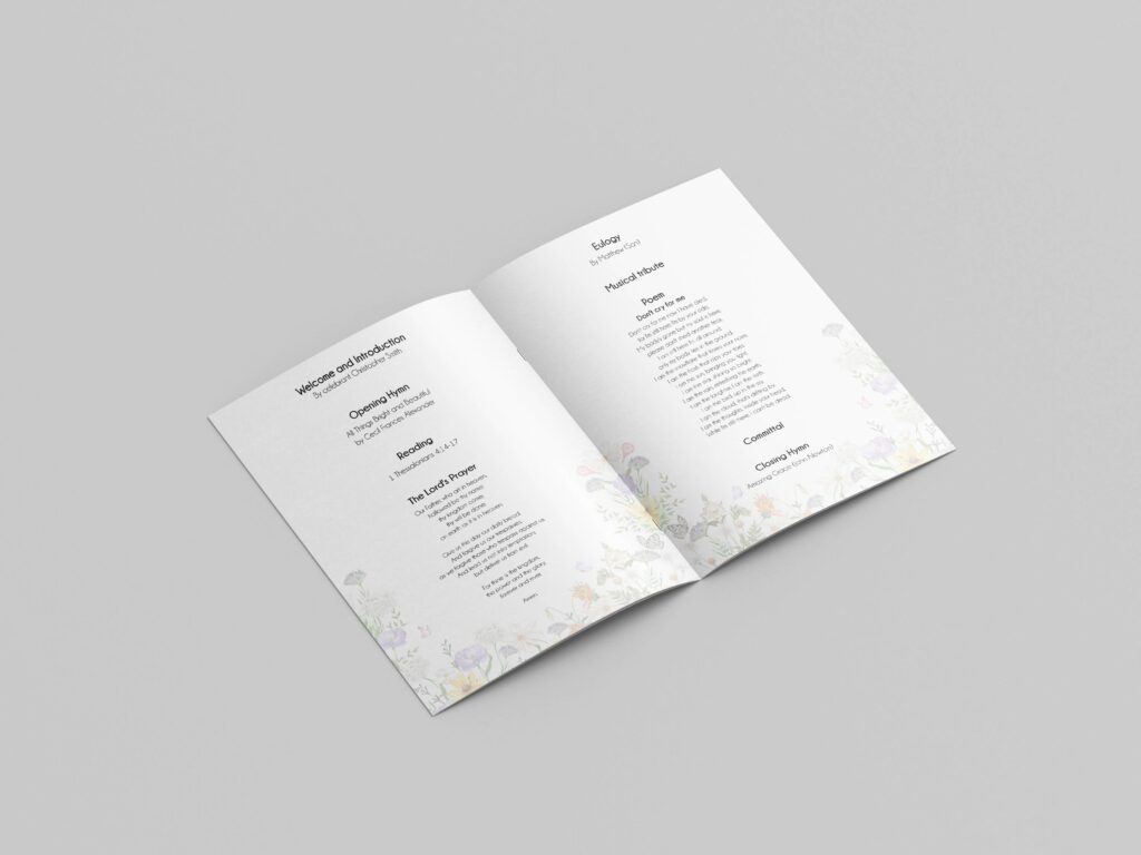 Non-religious funeral order of service