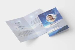 AI Generated Dreamy Sky Funeral Order of Service Template 185