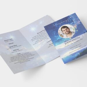 AI Generated Dreamy Sky Funeral Order of Service Template 185
