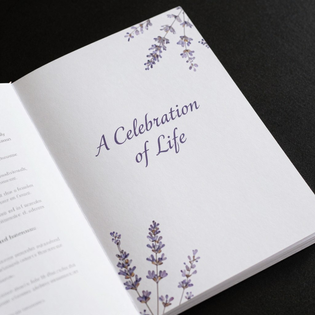 Contemporary Funeral Order Of Service design with floral elements