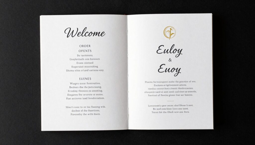 Layout example of a Funeral Order Of Service showing typical content sections