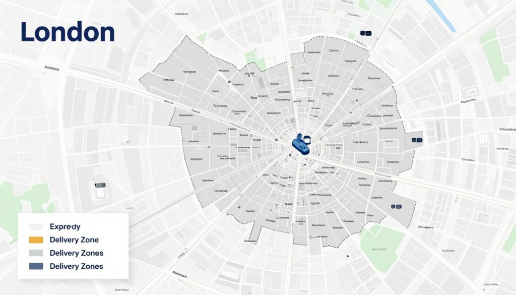Map showing London delivery areas for Funeral Order Of Service