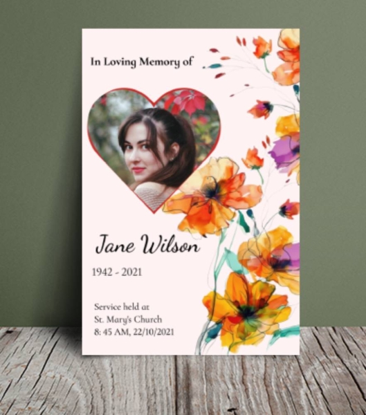 Editable floral order of service (005) - Free Funeral Order of Service Template