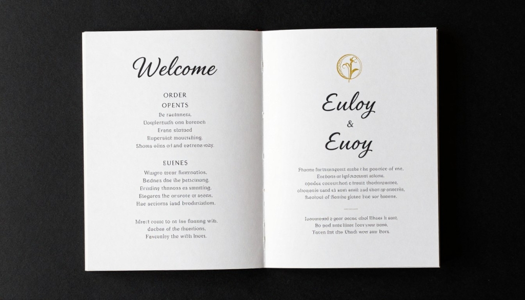 Layout example of a Funeral Order Of Service showing typical content sections