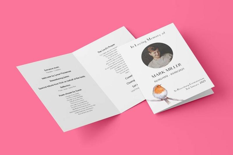 Bird funeral order of service templates