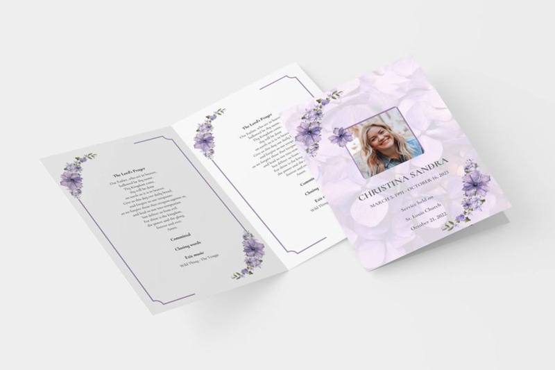 Floral funeral order of service templates