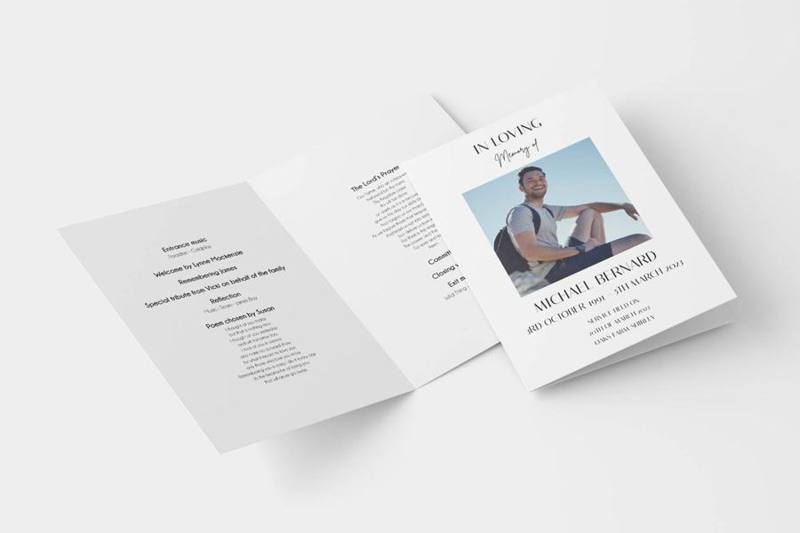 Minimalist funeral order of service templates