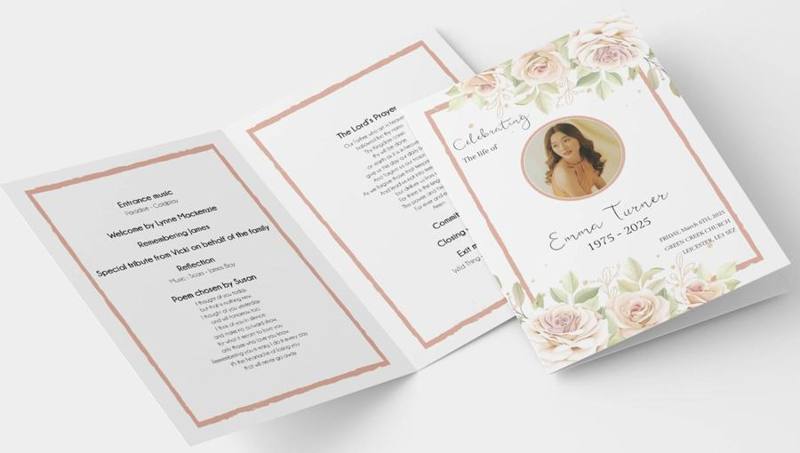 Photo funeral order of service templates